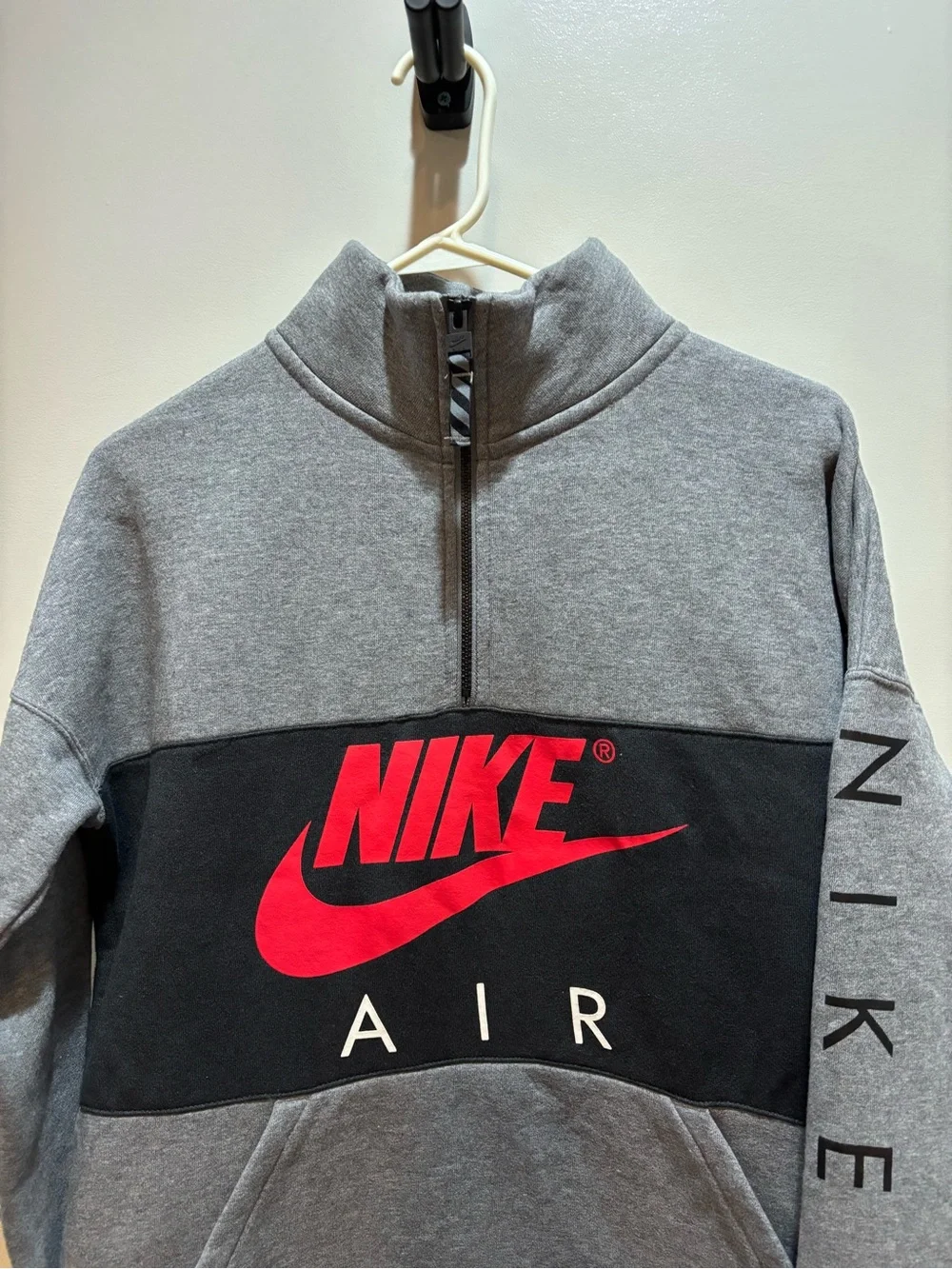 Nike Gray and Red Half-Zip Pullover Sweatshirt Like New